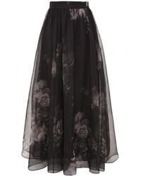 Zimmermann - Floral-Print Gathered Midi Skirt - Lyst