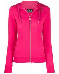 EA7 - Logo-Print Zipped Hoodie - Lyst