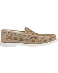 Gucci - Gg Canvas Leather Loafers - Lyst