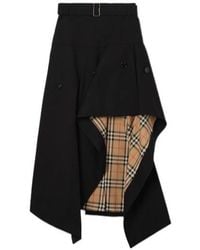 Burberry - Gabardine Asymmetric Trench Skirt - Lyst