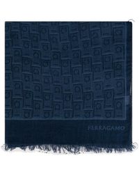 Ferragamo - Ferragamo Monogram Jacquard Fringed-Edge Scarf - Lyst