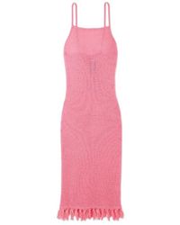 The Elder Statesman - Fringed Open-Knit Cotton Midi Dress - Lyst