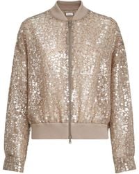 Brunello Cucinelli - Sequin-Embroidery Bomber Jacket - Lyst