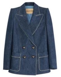 Valentino - Double-Breasted Denim Jacket - Lyst
