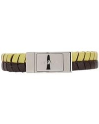 Prada - Logo-Debossed Two-Toned Braided Bracelet - Lyst