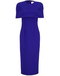 Roland Mouret - Cape-Overlay Crepe Midi Dress - Lyst