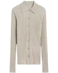TOTEME - Totême Ribbed-Knit Long Sleeved Cardigan - Lyst