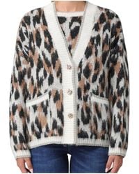 Liu Jo - Leopard-Intarsia Knit V-Neck Cardigan - Lyst