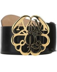 McQueen - Flower Logo Plaque Buckle Belt - Lyst