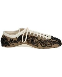 Dries Van Noten - Embroidered Lace-Up Ballerina Sneakers - Lyst