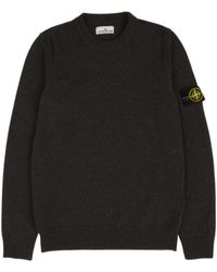 Stone Island - Logo Patch Crewneck Knitted Jumper - Lyst