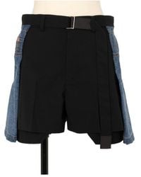 Sacai - Belted Denim Shorts - Lyst
