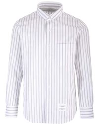 Thom Browne - Striped Long-Sleeved Buttoned Shirt - Lyst
