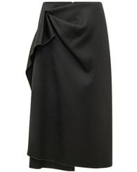 Lanvin - Draped Midi Skirt - Lyst