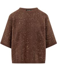 Fabiana Filippi - Sequinned Short-Sleeve Knitted Top - Lyst