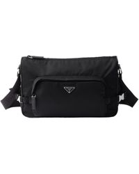 Prada - Large Re-Nylon And Saffiano Leather Shoulder Bag - Lyst