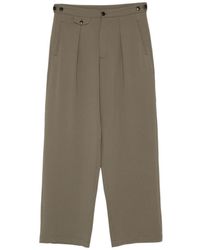 Emporio Armani - Button Detailed Wide Leg Pants - Lyst