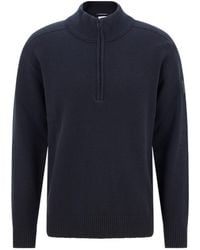 C.P. Company - Merino Wool Blend Zipped Turtleneck Jumper - Lyst