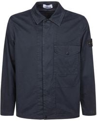 Stone Island - Logo Patch Long Sleeved Shirt Jacket - Lyst