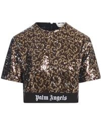 Palm Angels - Sequin Embellished Cropped Top - Lyst