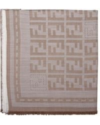 Fendi - Ff Jacquard Frayed-Edge Scarf - Lyst