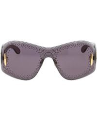 Loewe - Embellished Shield Frame Sunglasses - Lyst