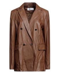 Max Mara - Minimalist Double-Breasted Leather Blazer - Lyst