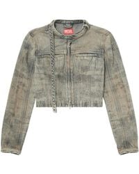 DIESEL - De Saphix Cropped Denim Jacket - Lyst