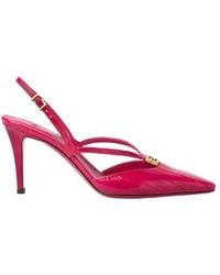 Fendi - Ffold Fuchsia Hagfish Leather High-Heeled Slingbacks - Lyst