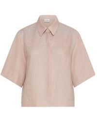 Marella - Rhinestone-Adorned Pure Linen Shirt - Lyst
