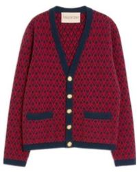 Valentino - Wool Cardigan With Toute La V Pattern - Lyst