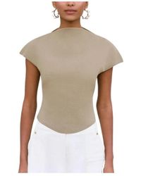 Cult Gaia - Virginiana Curved-Hem Cap-Sleeve Top - Lyst