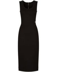 Dolce & Gabbana - Logo Plaque Sleeveless Midi Dress - Lyst