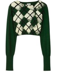 Burberry - Argyle Knitted Cropped Crewneck Jumper - Lyst