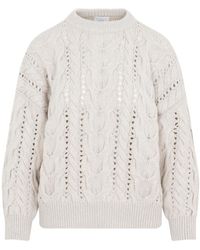 Brunello Cucinelli - Cable-Knitted Long-Sleeved Jumper - Lyst