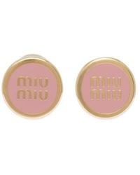 Miu Miu - Logo-Lettering Two-Toned Stud Earrings - Lyst
