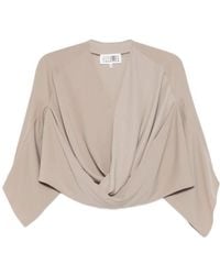 MM6 by Maison Margiela - Draped V-Neck Top - Lyst