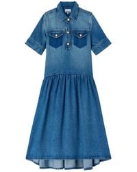 Ganni - Light Washed Denim Dress - Lyst