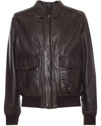 Schott Nyc - Long-Sleeved Leather Jacket - Lyst