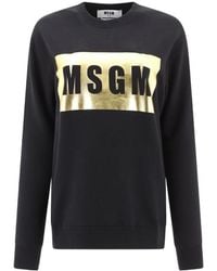 MSGM - Metallic Logo Print Sweatshirt - Lyst