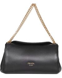 Prada - Logo Plaque Chain-Linked Shoulder Bag - Lyst