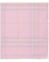 Burberry - Check Pattern Frayed-Edge Scarf - Lyst