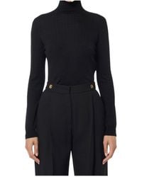 Elisabetta Franchi - Turtleneck Ribbed Top - Lyst