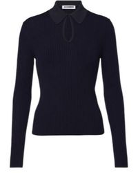 Jil Sander - Cutout Ribbed-Knit Wool Polo Sweater - Lyst