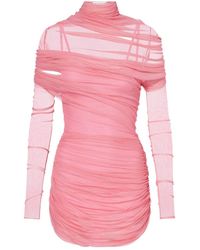 Christopher Esber - Christo Ruched Sheer Silk Minidress - Lyst