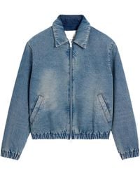 Ami Paris - Logo Embossed Zip-Up Denim Jacket - Lyst