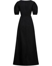 Ganni - Elegant Solid Color Short Sleeve Midi Dress - Lyst