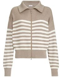 Brunello Cucinelli - Rib-Knit Stripe Cardigan - Lyst