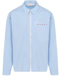 Marni - Logo-Printed Long-Sleeved Zipped Shirt - Lyst