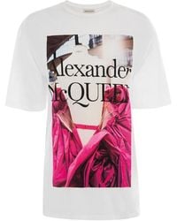 McQueen - Rose Exploded Dress Logo Print Crew-Neck Short-Sleeve T-Shirt - Lyst